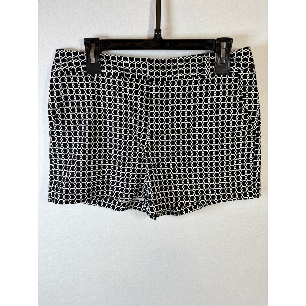 Jones New York Womens Shorts Size 6 Black White Geometric Print Stretch JNY